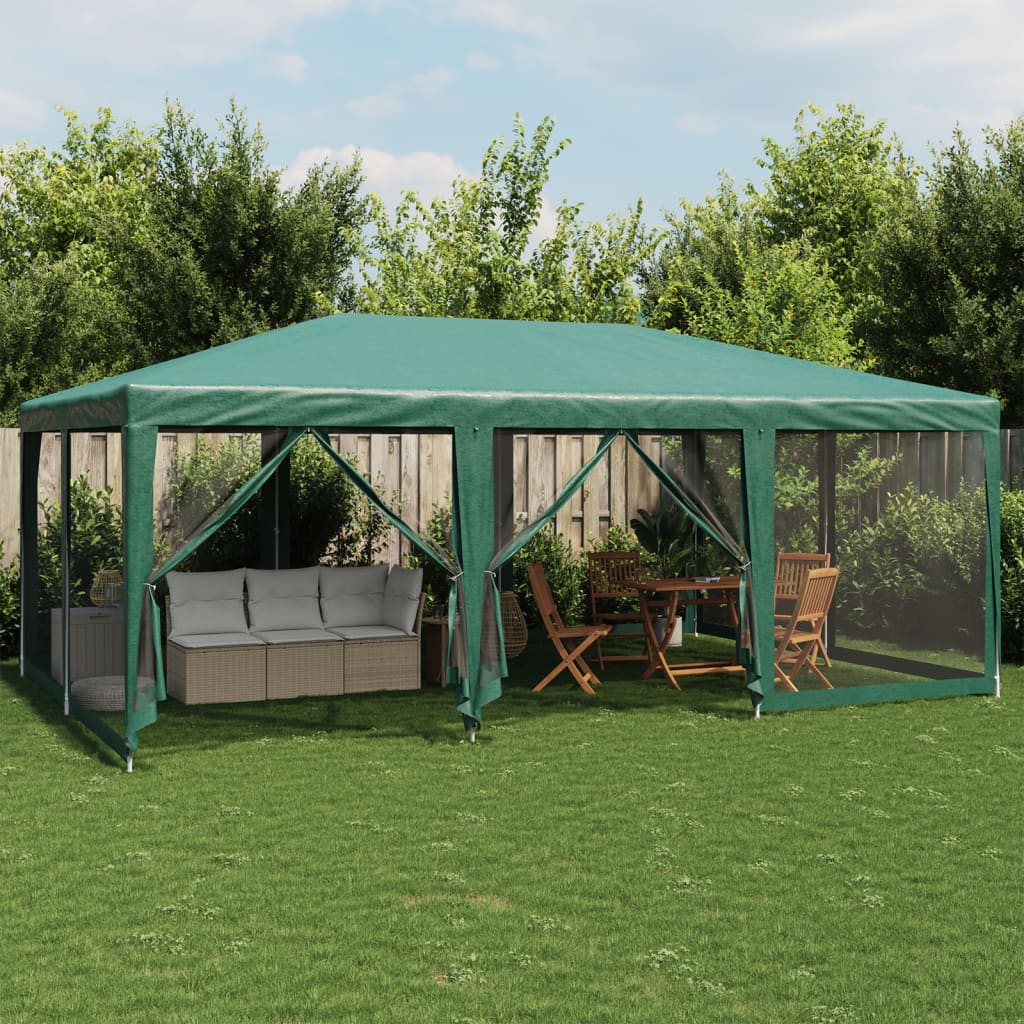 Tente de fête VidaXL avec 10 parois latérales en maille 6x4 m HDPE vert