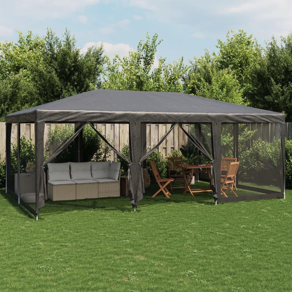 Tente de fête VidaXL avec 10 parois latérales en maille 6x4 m HDPE anthracite