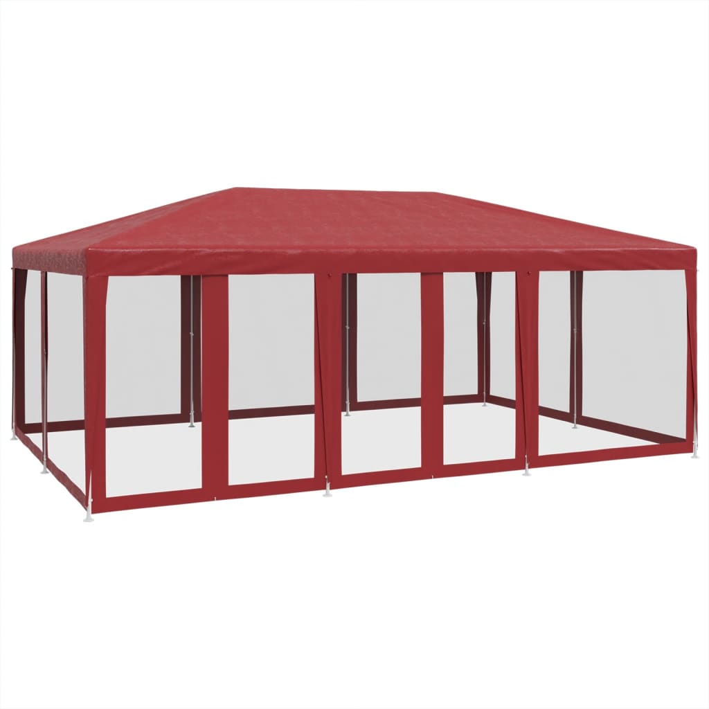 Tente de fête VidaXL avec 10 parois latérales en maille 6x4 m HDPE rouge