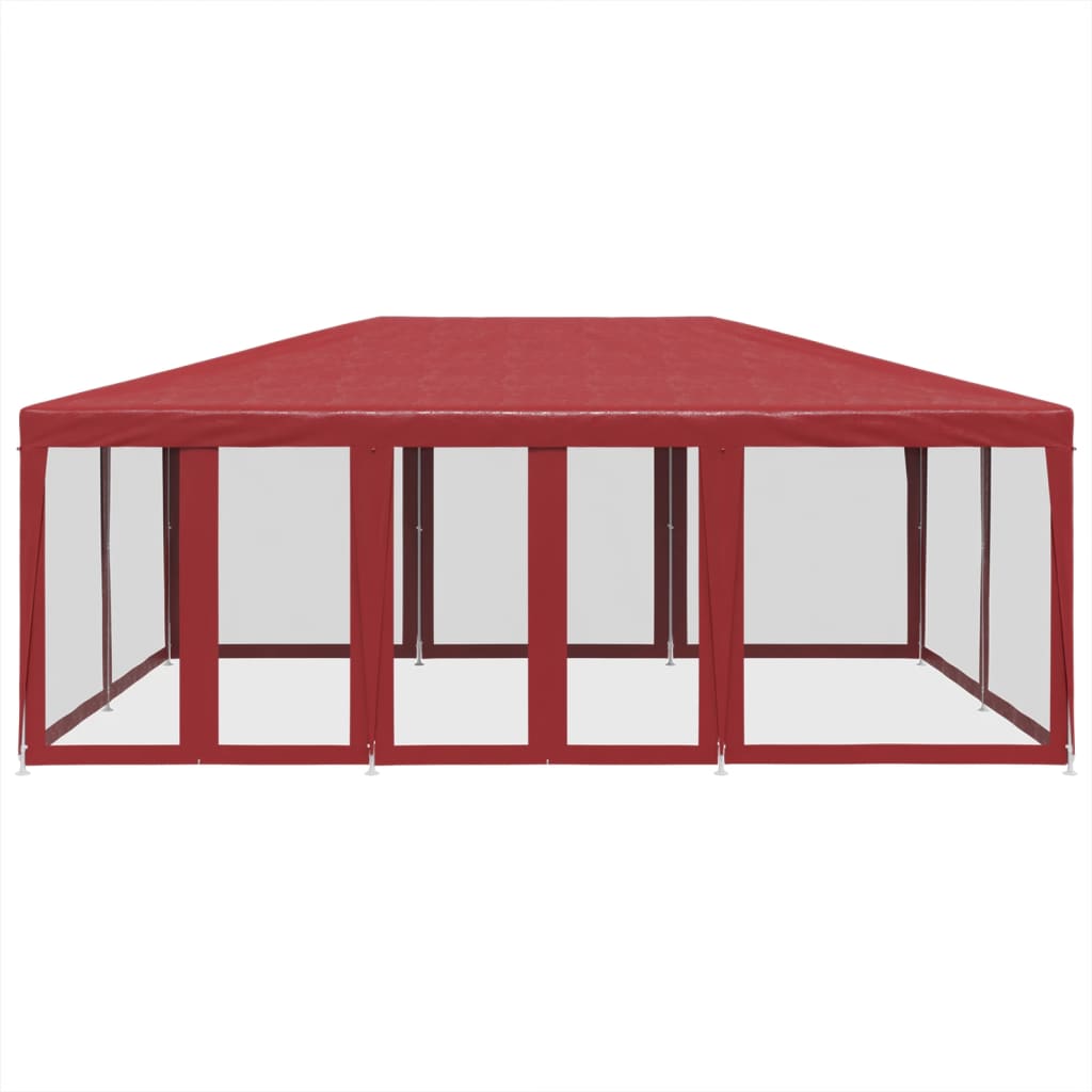 Tente de fête VidaXL avec 10 parois latérales en maille 6x4 m HDPE rouge