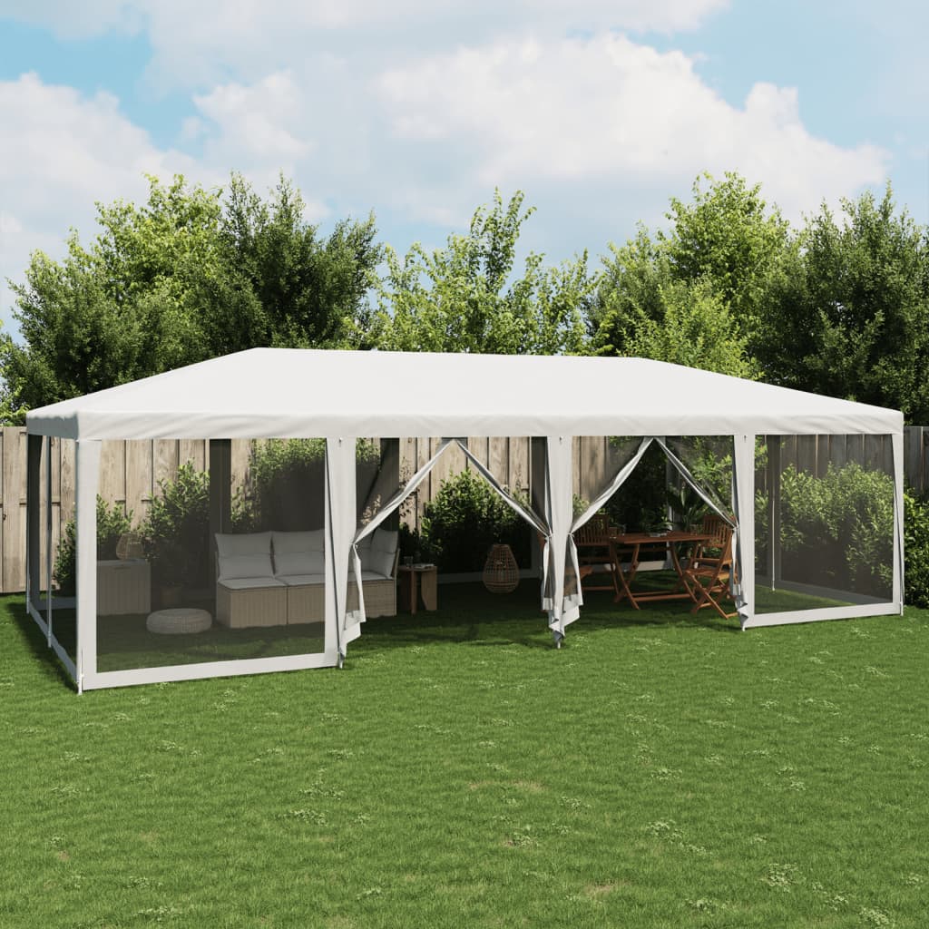 Tente de fête VidaXL avec 12 parois latérales en maille 8x4 m HDPE blanc