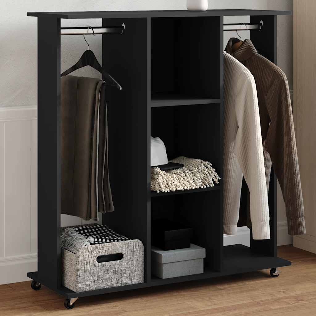 VidaXL armoire à roulettes 102x38x110 cm bois fini noir