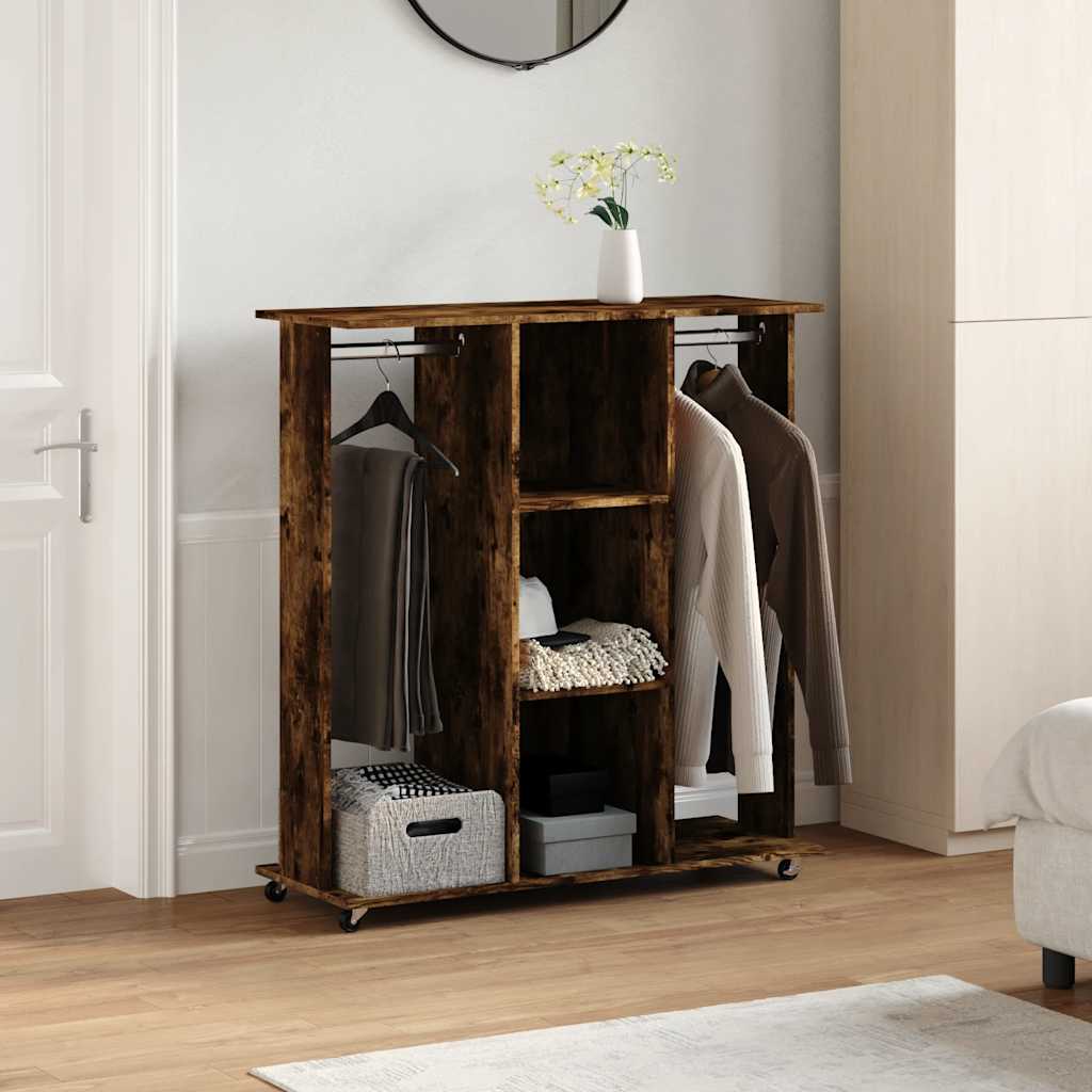 Vidaxx armoire à roulettes 102x38x110 cm bois traité chêne fumé