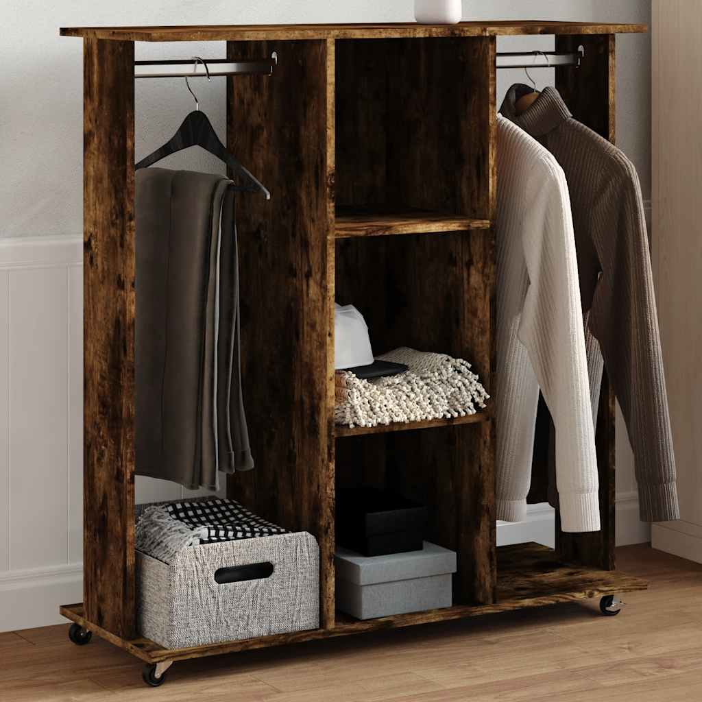 Vidaxx armoire à roulettes 102x38x110 cm bois traité chêne fumé