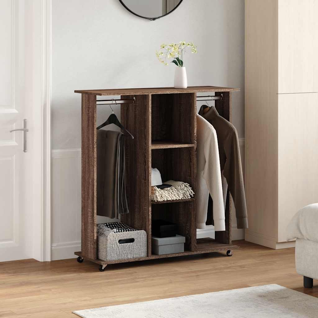 Vidaxxl armoire à roulettes 102x38x110 cm bois fini chêne brun