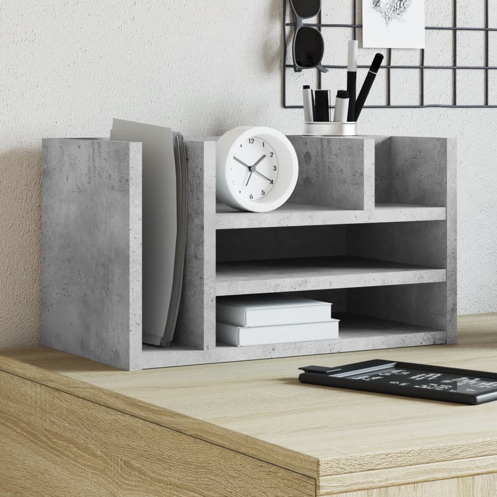 Vidaxx organisateur de bureau 44,5x24x25 cm bois d'ingénierie gris béton