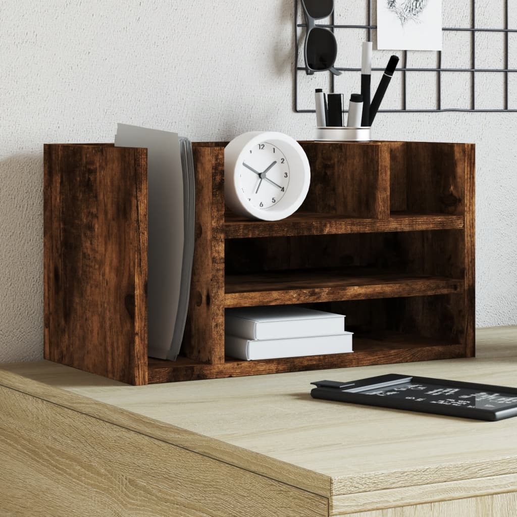 VidaXL organisateur de bureau 44,5x24x25 cm bois traité, couleur chêne fumé