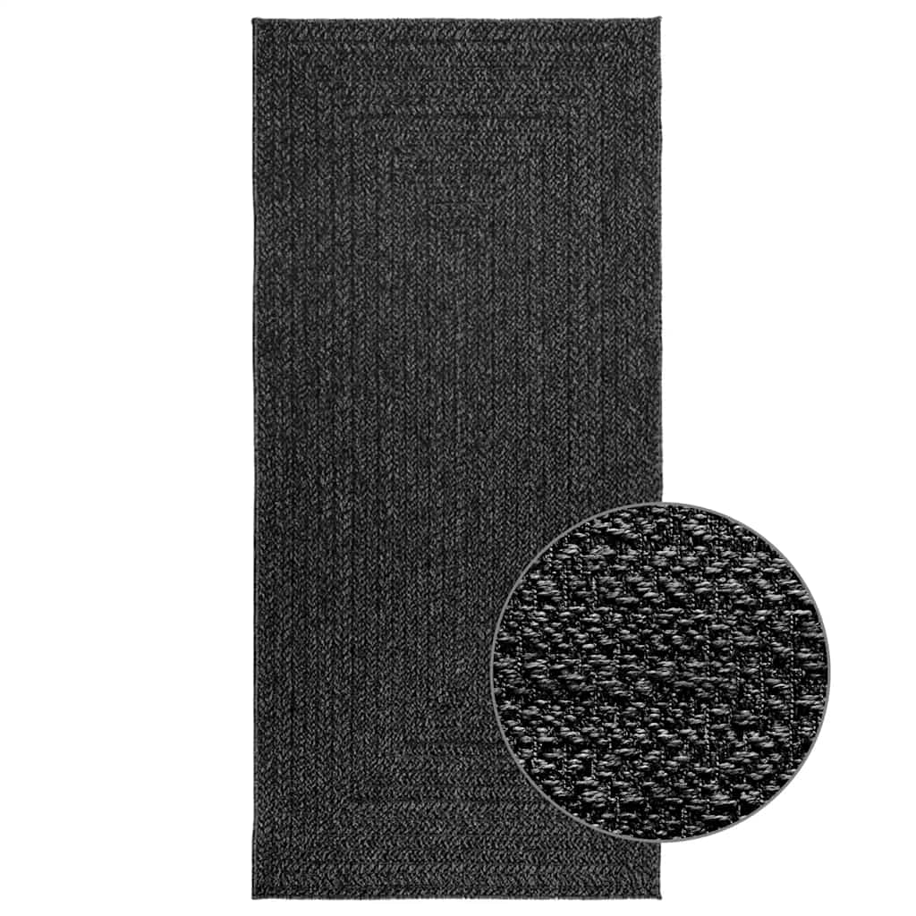 VidaXL tapis zizur intérieur et extérieur 100x200cm aspect jute anthracite