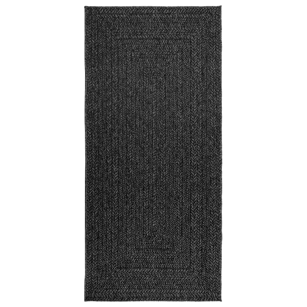 VidaXL tapis zizur intérieur et extérieur 100x200cm aspect jute anthracite