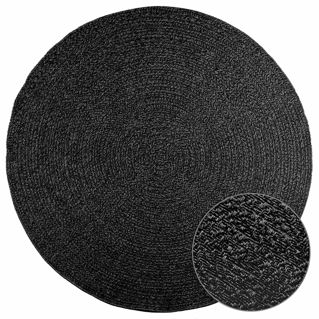 Vidaxl tapis zizur intérieur et extérieur ø 200 cm aspect jute anthracite