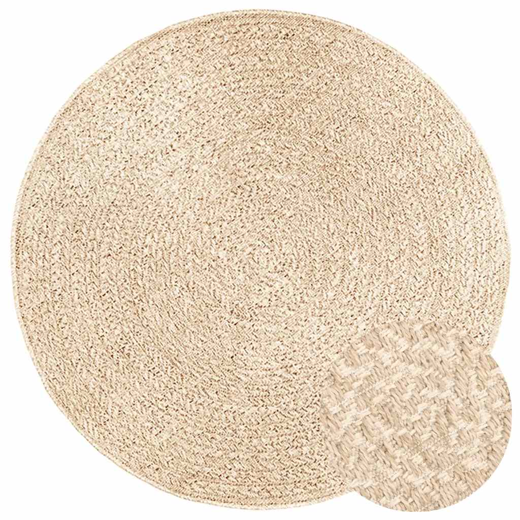 Vidaxxl tapis zizur beige intérieur et extérieur ø 120 cm aspect jute