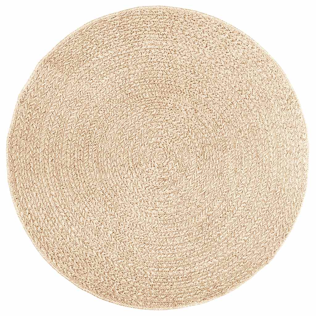 Vidaxl tapis zizur beige intérieur et extérieur ø 160 cm aspect jute