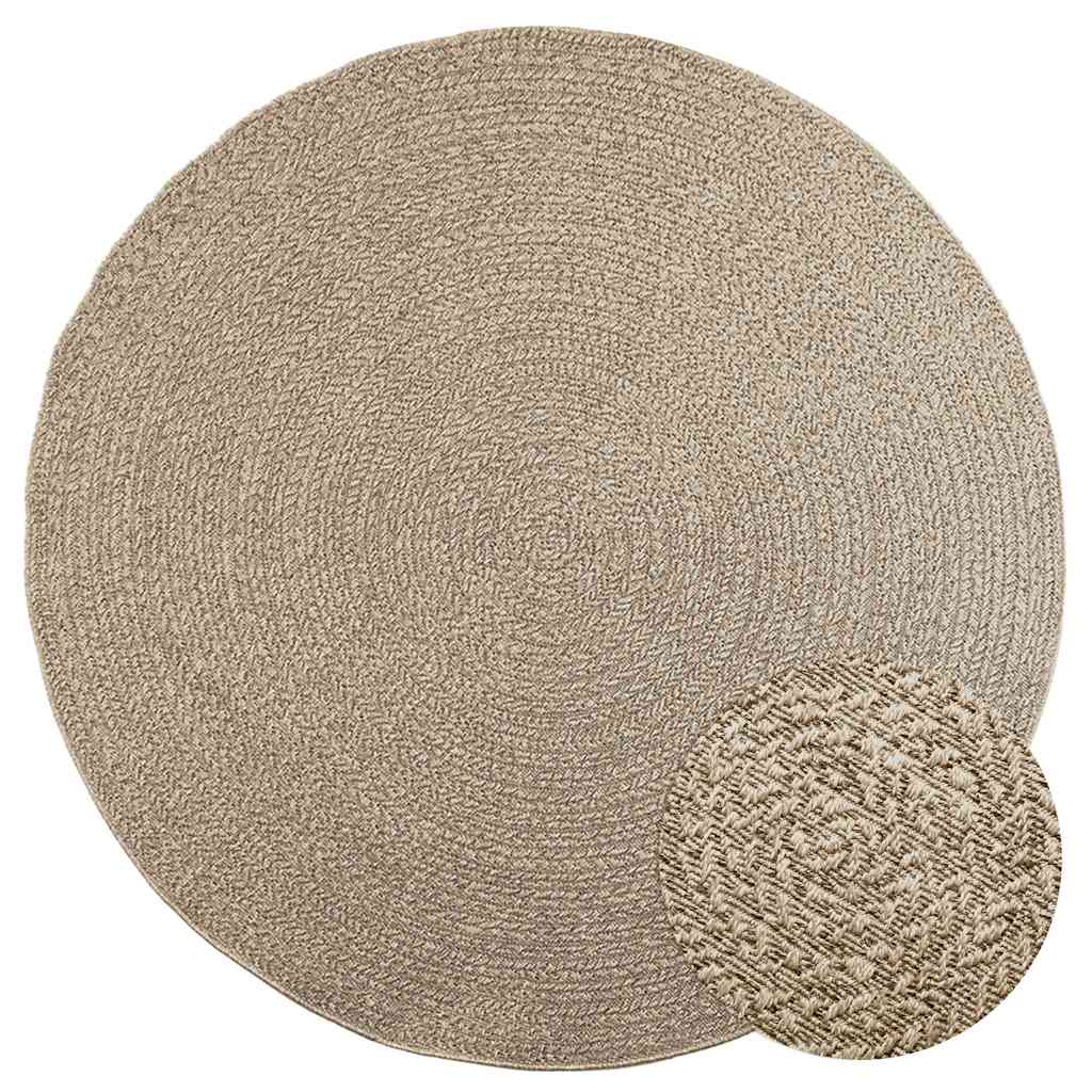 Vidaxl tapis zizur beige intérieur et extérieur ø 200 cm aspect jute