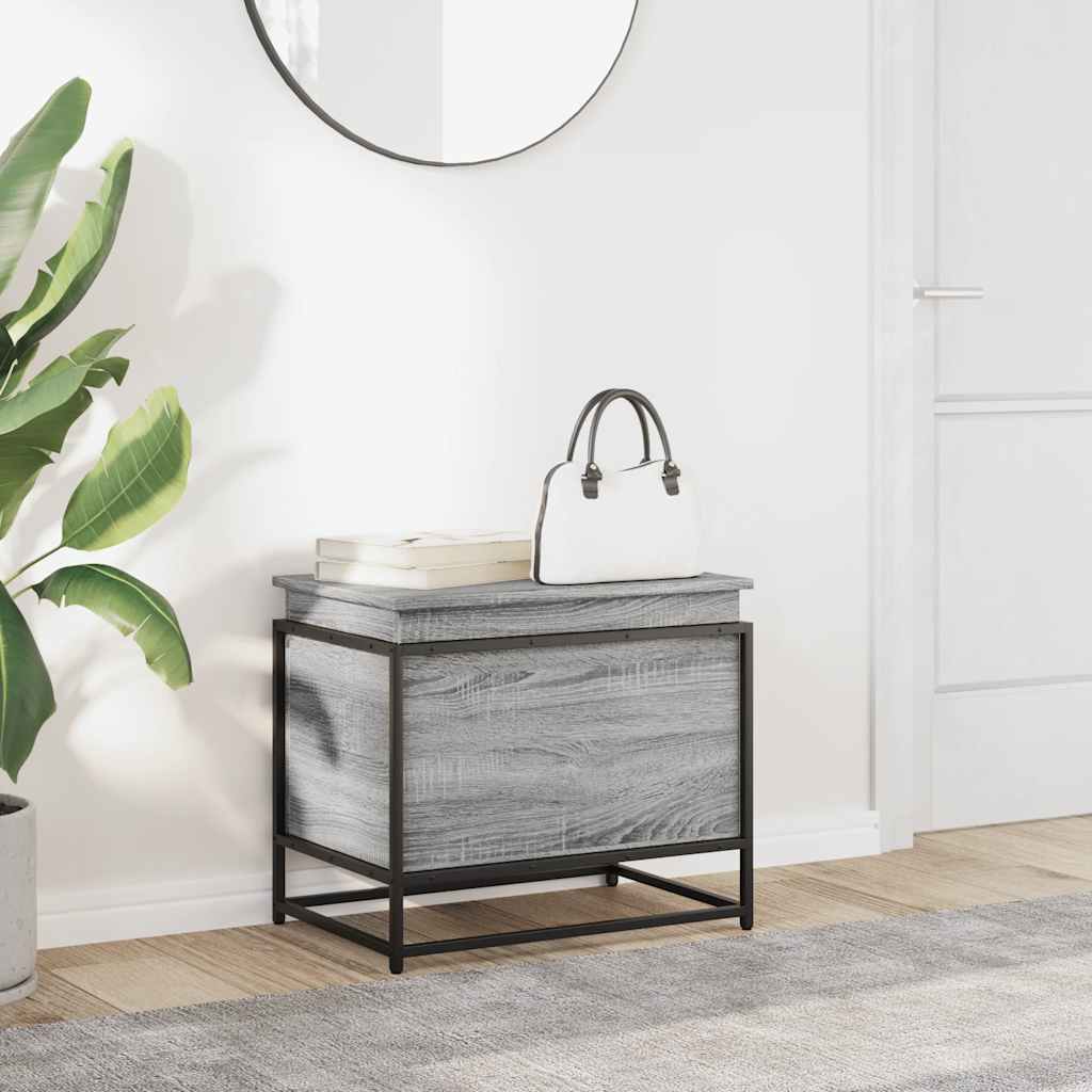 Vidaxxl boîte de rangement avec couvercle 60x40x51,5 cm bois traité gris sonoma