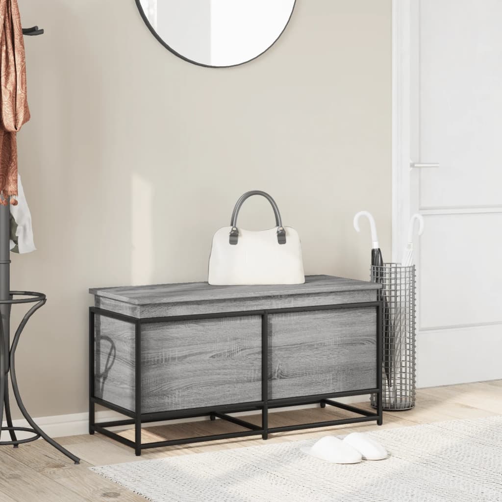 Vidaxxl boîte de rangement avec couvercle 100x40x51,5 cm bois traité gris sonoma