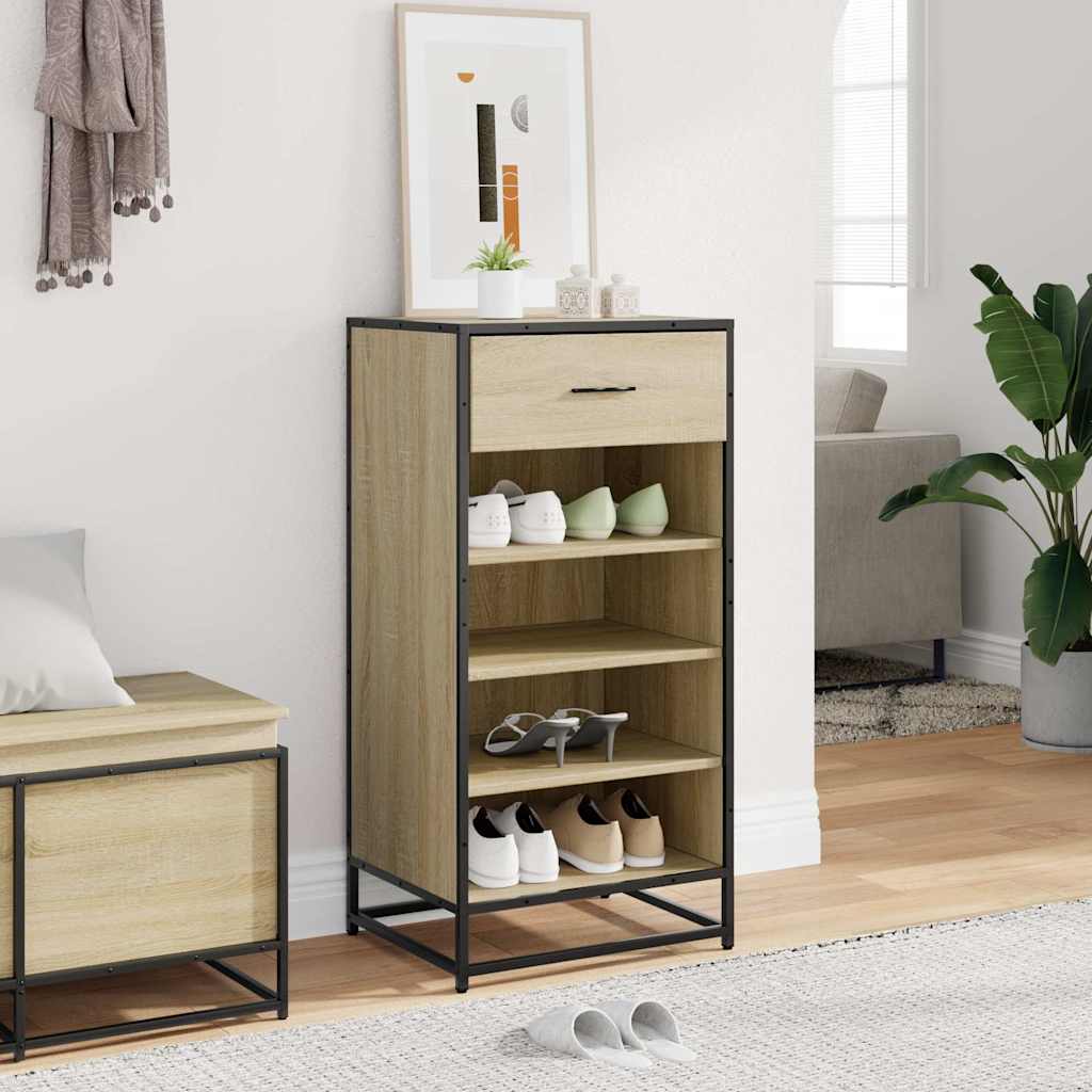VidaXL étagère à chaussures 48x38x97,5 cm bois d'ingénierie couleur chêne sonoma