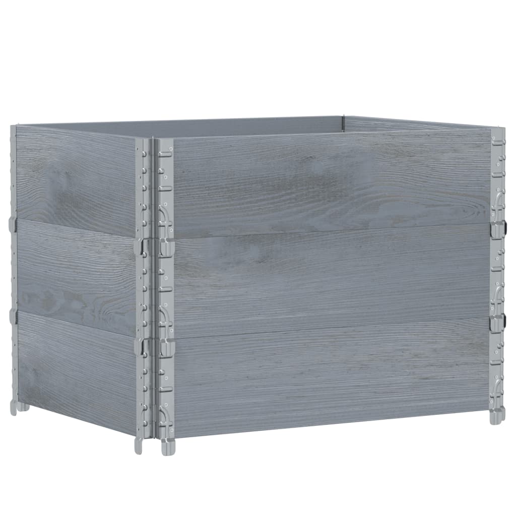 VidaXL Rehausses de palettes 3 pcs 80x60 cm bois de pin massif gris