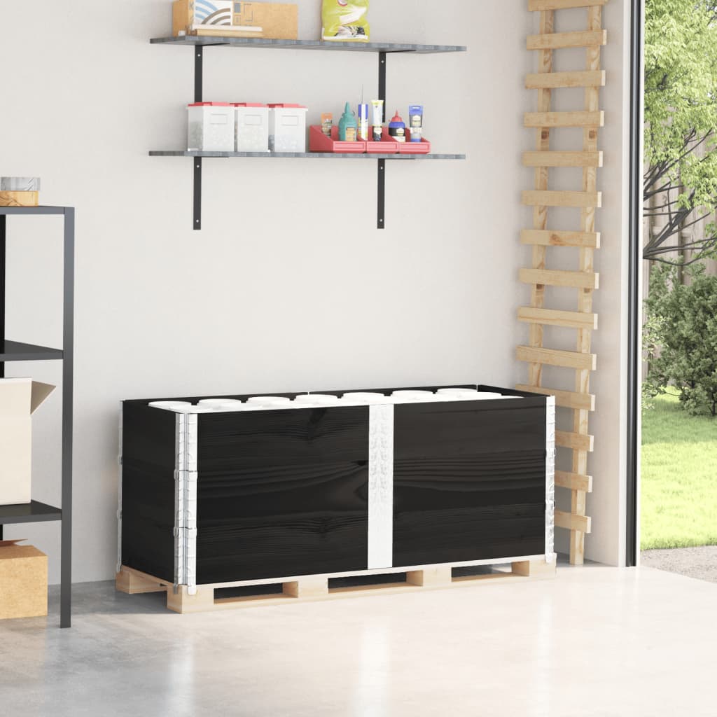 VidaXL Cadres supérieurs de palette 3 pcs 150x50 cm bois de pin massif noir