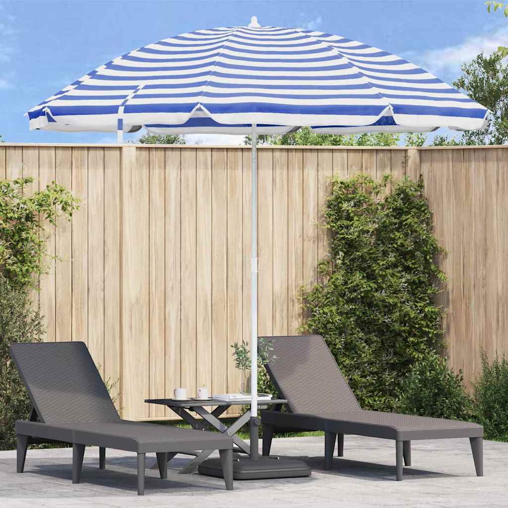 Parasol de plage VidaXL bleu et blanc 263 x 263 x 272 cm