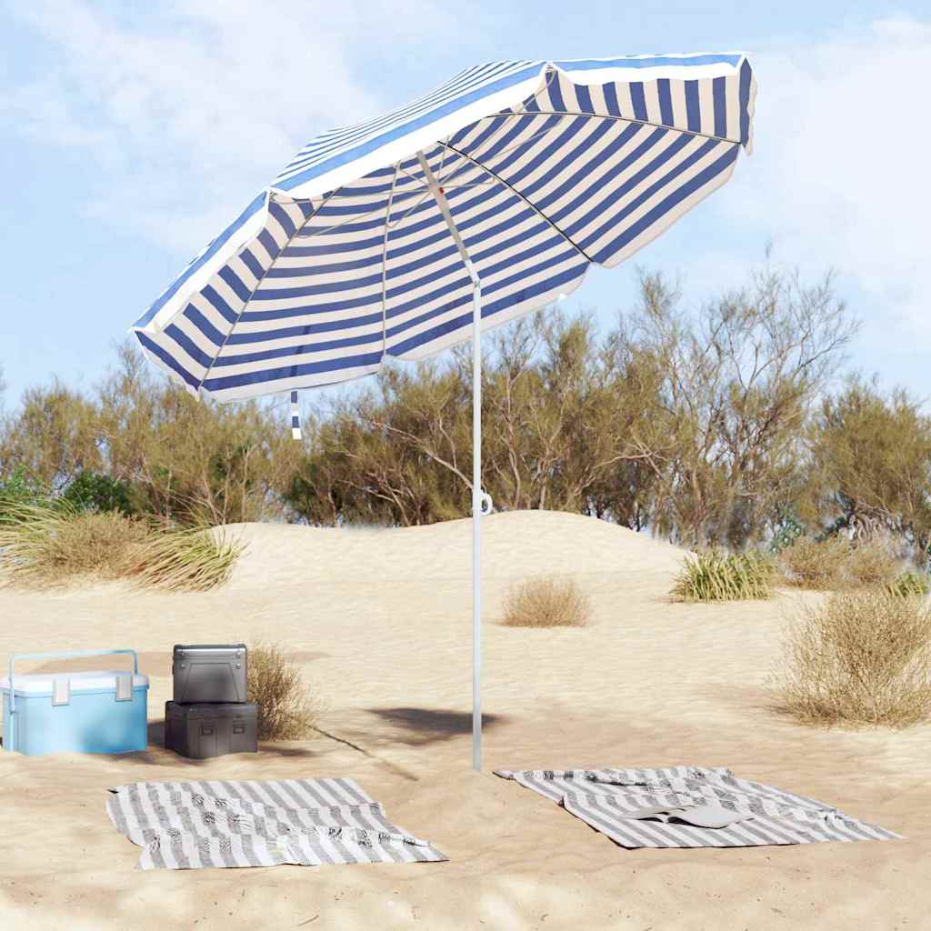 Parasol de plage VidaXL bleu et blanc 263 x 263 x 272 cm