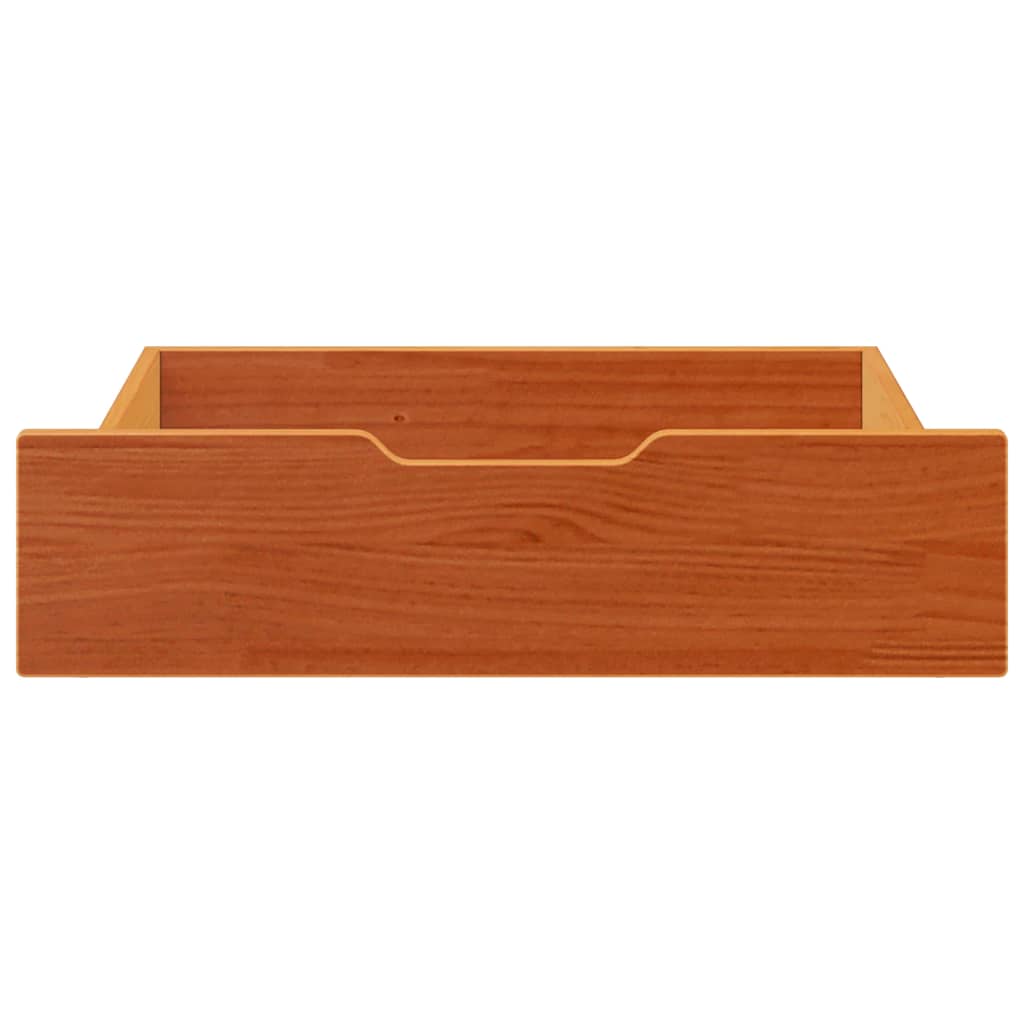 Vidaxxl tiroirs de lit 2 pcs 65x55x17 bois de pin massif lavage marron