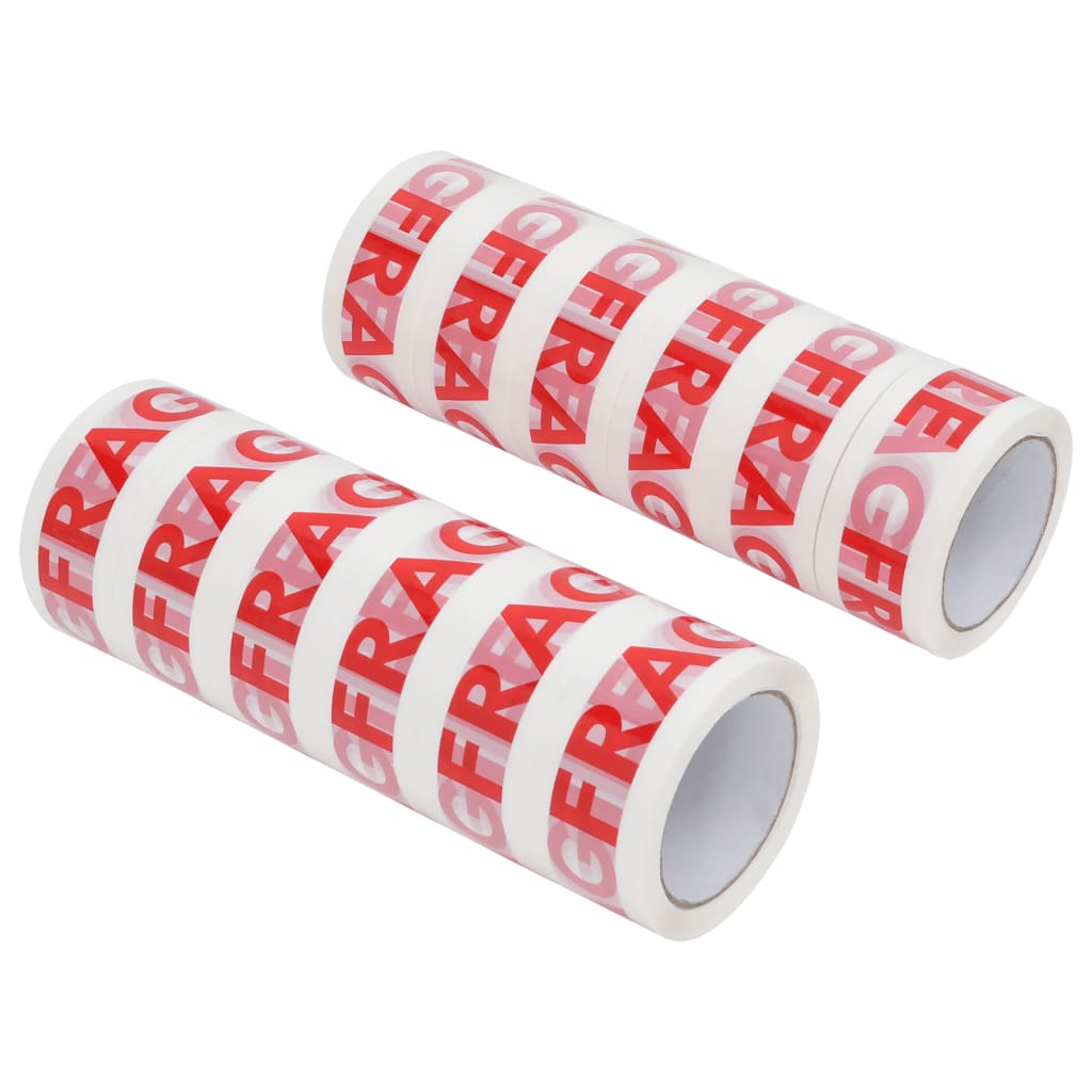 VidaXL Rubans d'emballage 12 pcs avec impression FRAGILE 48 mmx66 m blanc
