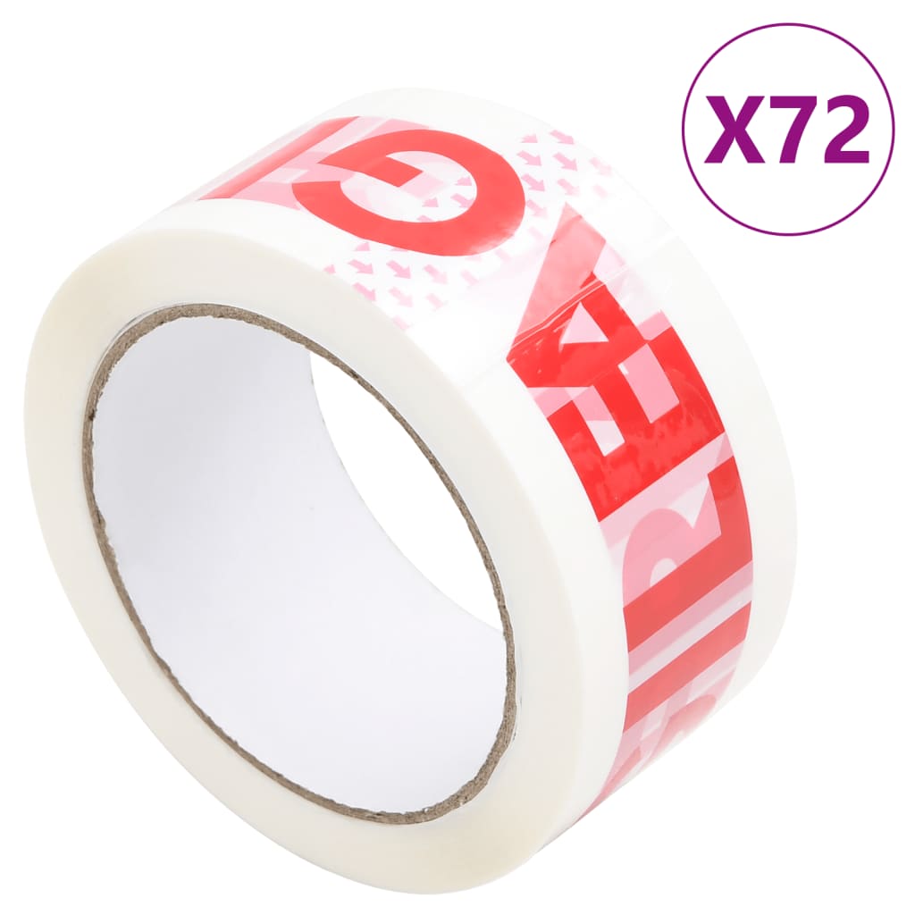 VidaXL Rubans d'emballage 72 pcs avec impression FRAGILE 48 mm x 66 m blanc