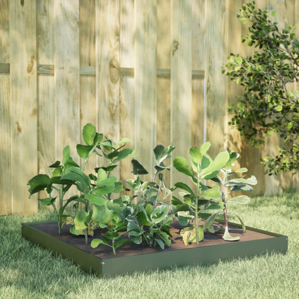 Vidaxx jardinière surélevée 100x100x18,5 cm acier vert olive