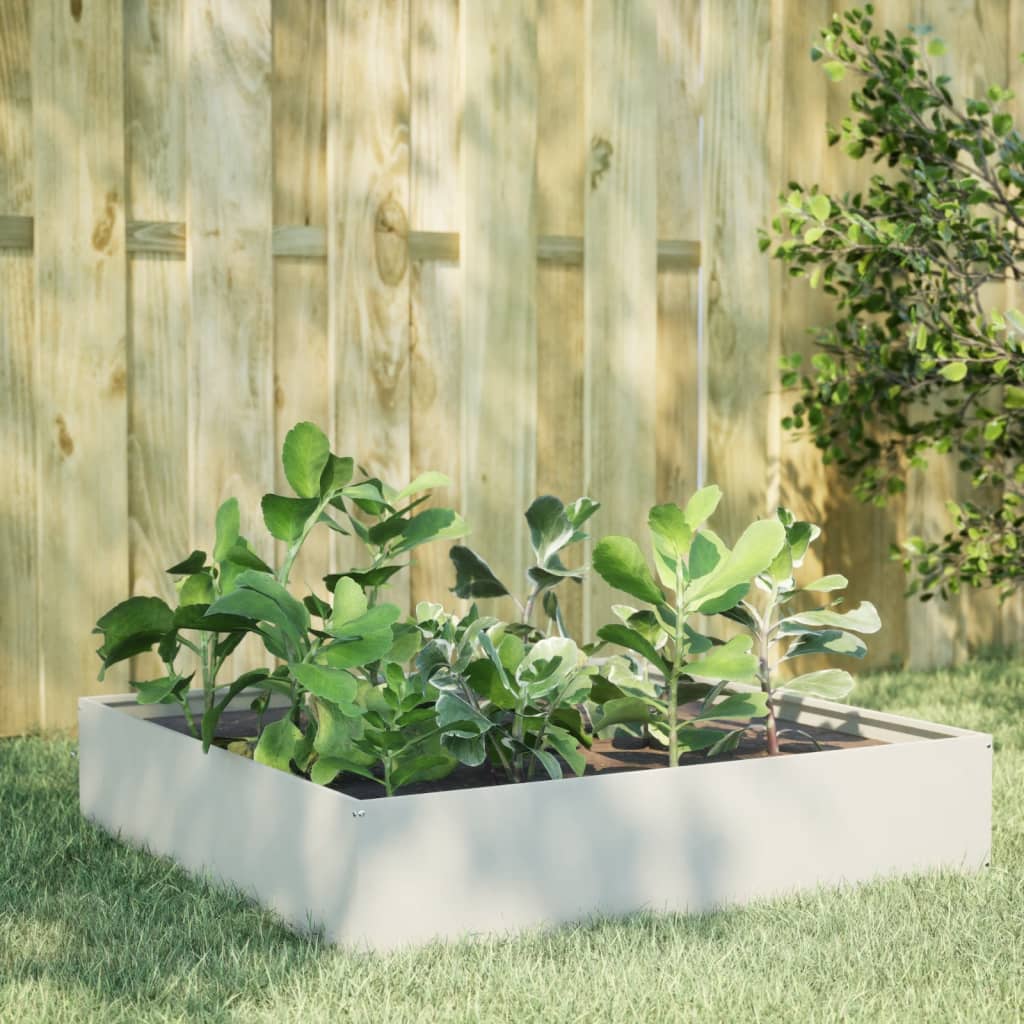 Vidaxx jardinière surélevée 100x100x33,5 cm acier blanc