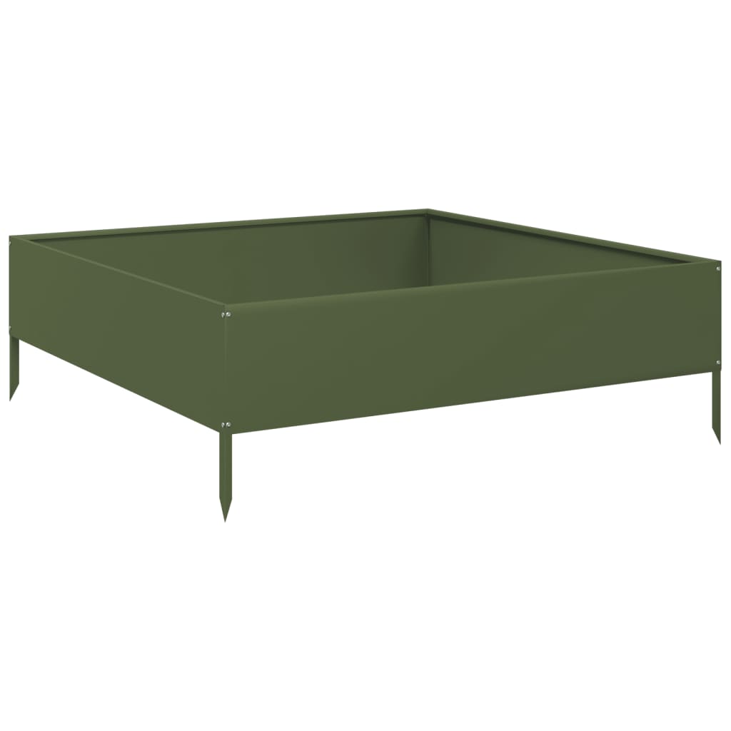 Vidaxx jardinière surélevée 100x100x33,5 cm acier vert olive