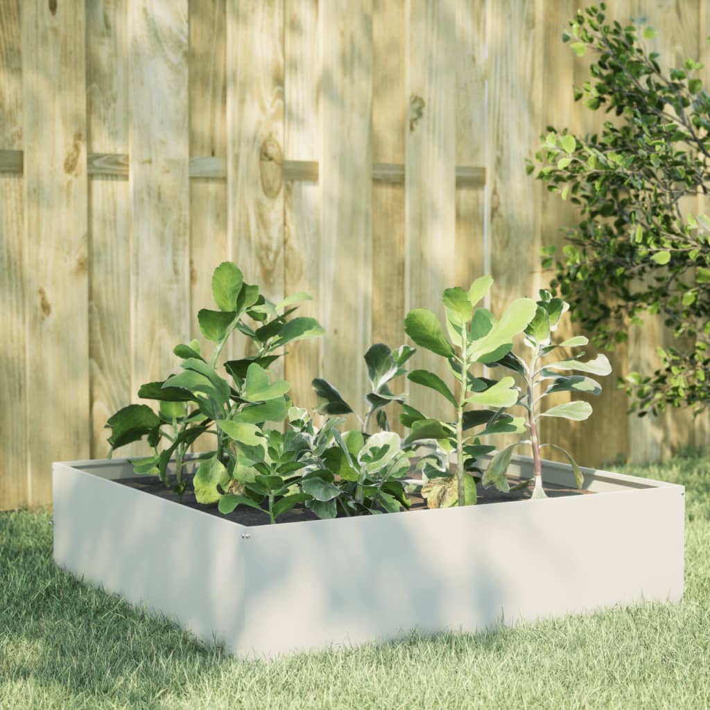 Vidaxx jardinière surélevée 100x100x25 cm acier blanc