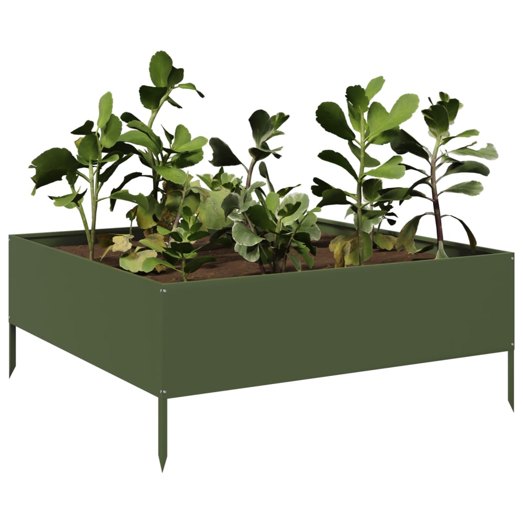 VidaXL jardinière surélevée 100x100x25 cm acier vert olive