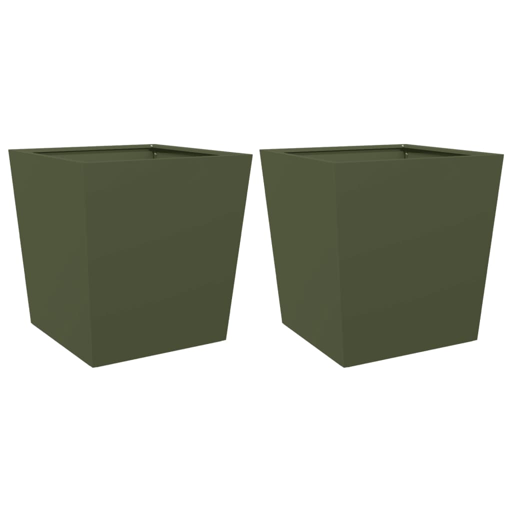 Vidaxx jardinières 2 pcs 50x50x50 cm acier vert olive