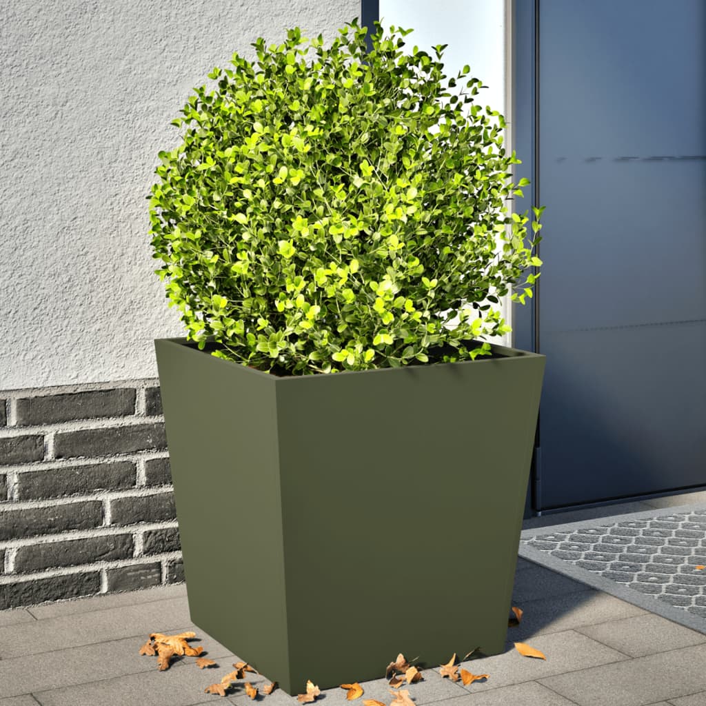Vidaxx jardinières 2 pcs 50x50x50 cm acier vert olive