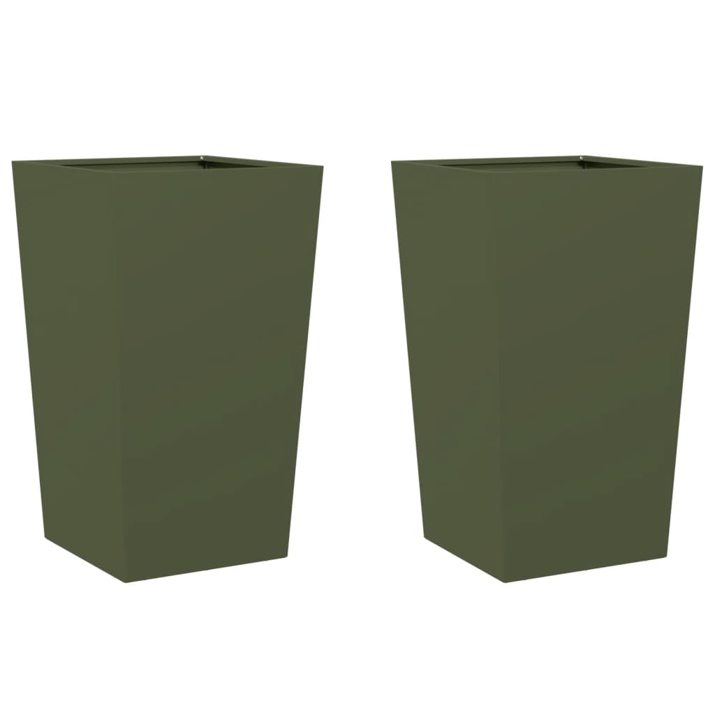 Vidaxx jardinières 2 pcs 45x45x75 cm acier vert olive