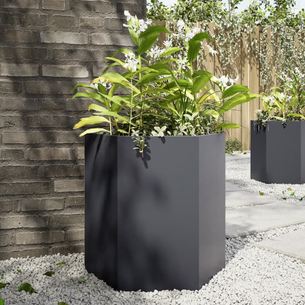 Vidaxx jardinière hexagone 46x40x45 cm acier anthracite