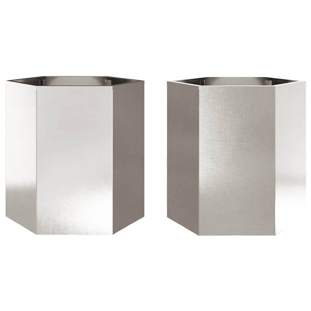 Vidaxx jardinières 2 pcs hexagone 46x40x45 cm acier inoxydable