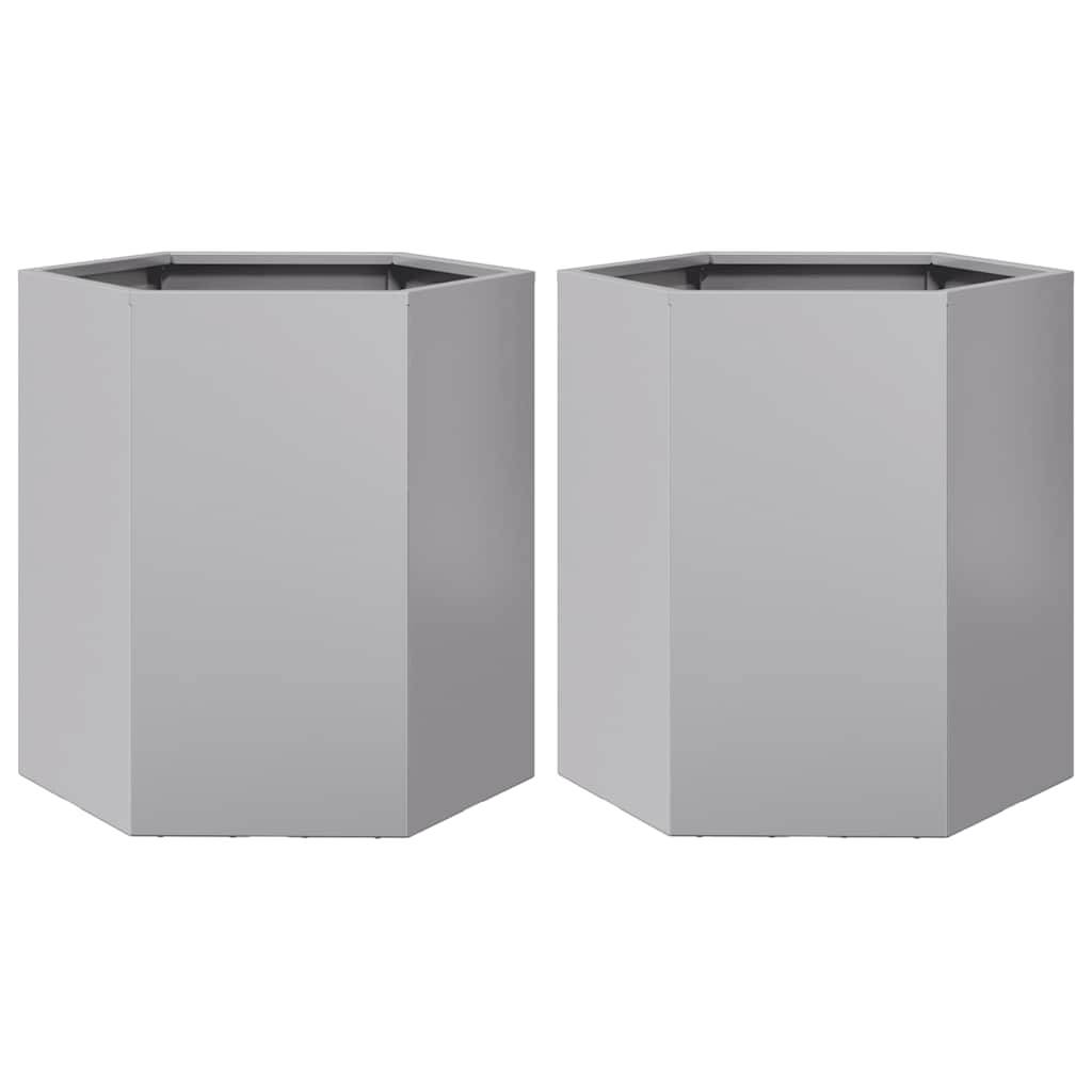 Vidaxx jardinières 2 pcs hexagone 46x40x45 cm acier galvanisé