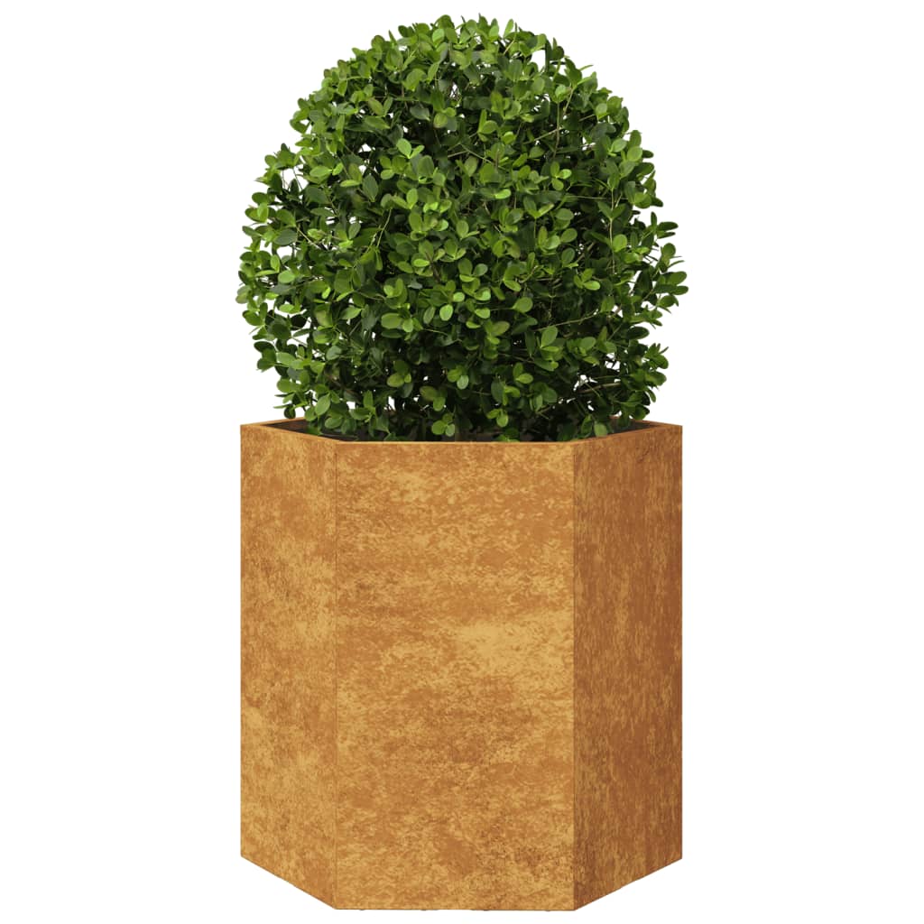 VidaXL Jardinière hexagone 46x40x45 cm acier corten
