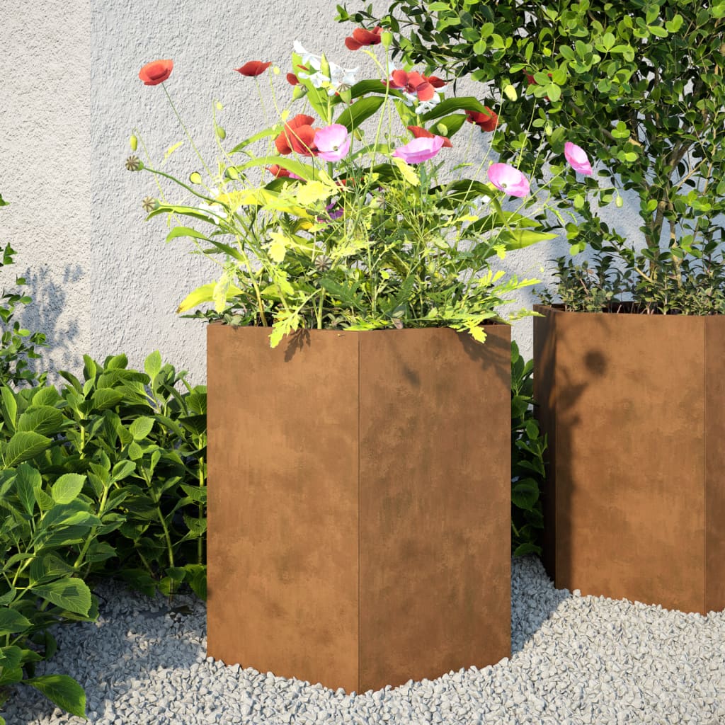 VidaXL Jardinière hexagone 46x40x45 cm acier corten