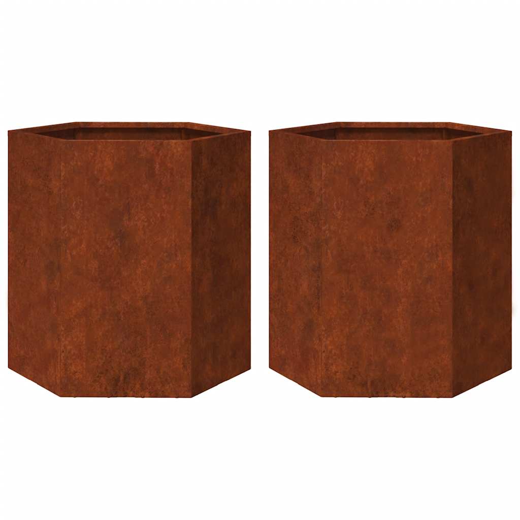 Vidaxx jardinières 2 pcs hexagone 46x40x45 cm acier résistant aux intempéries
