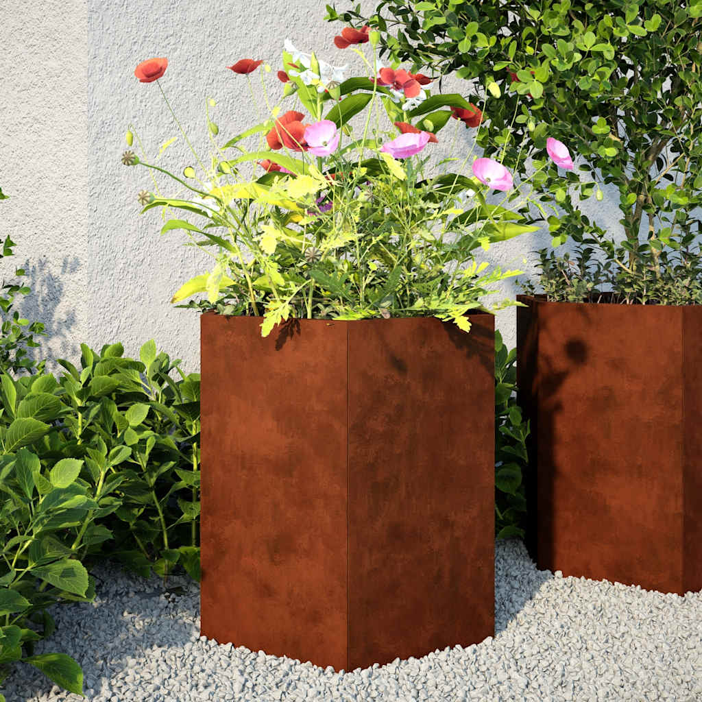Vidaxx jardinières 2 pcs hexagone 46x40x45 cm acier résistant aux intempéries