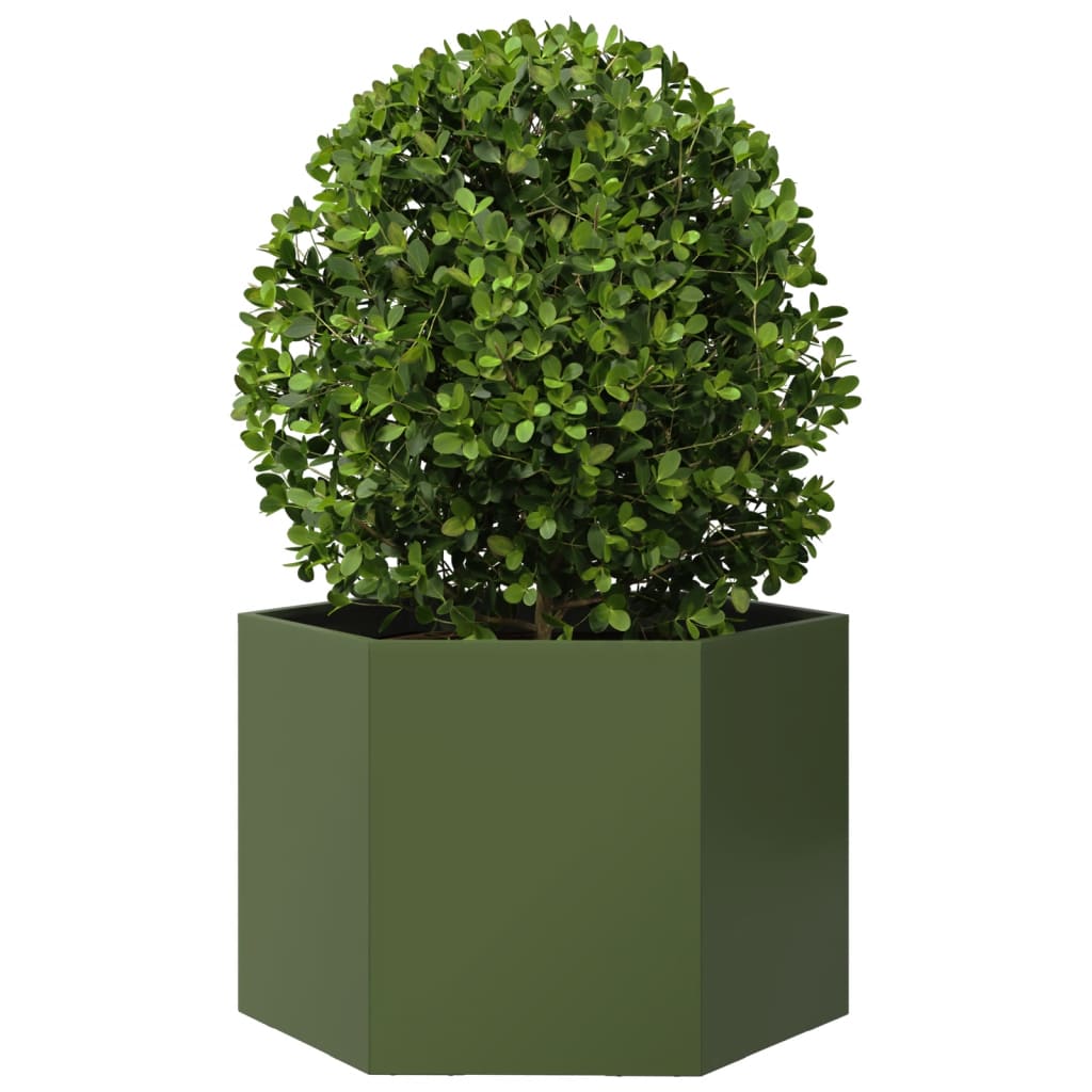 Vidaxx jardinière hexagone 69x60x45 cm acier vert olive