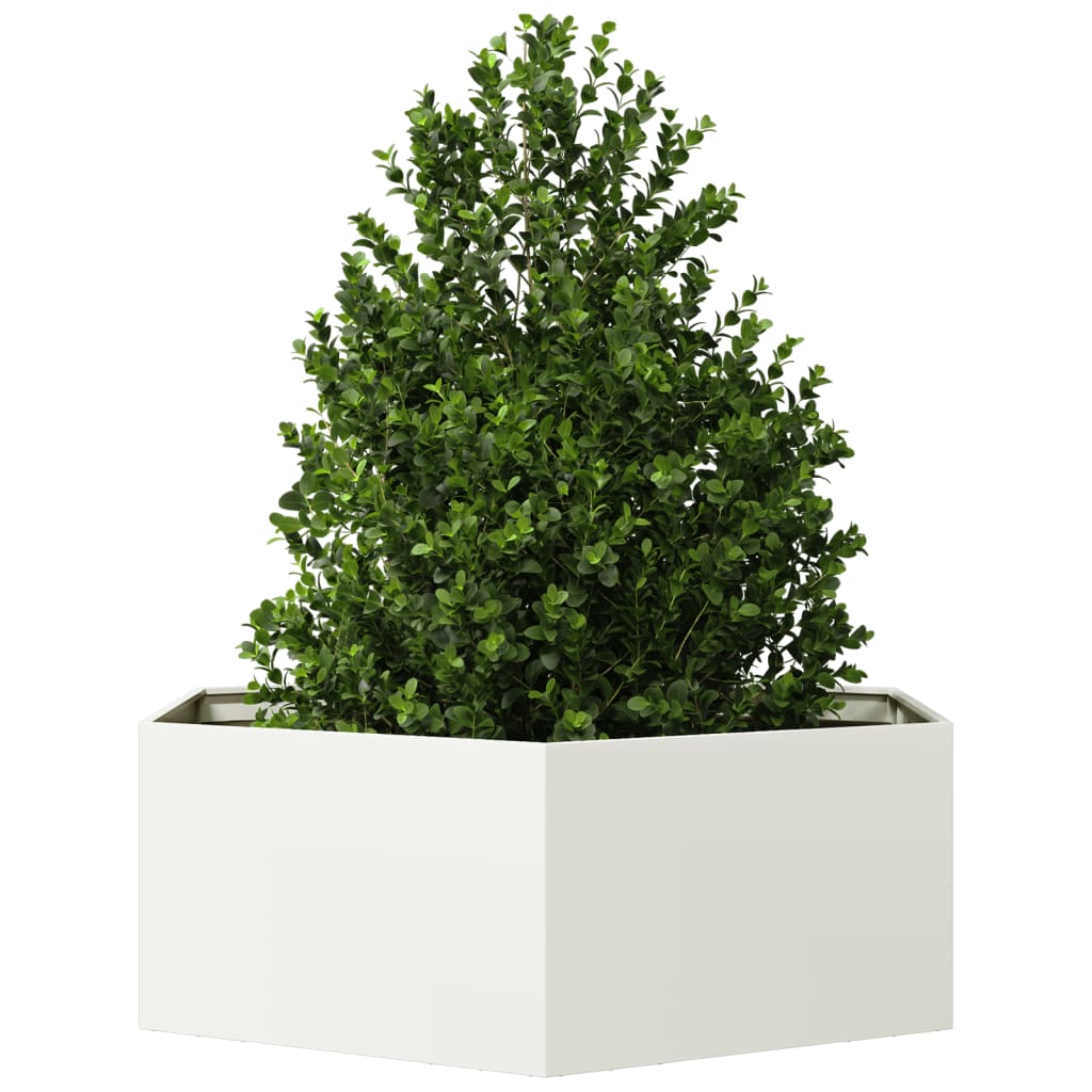 Vidaxx jardinière hexagone 138x120x45 cm acier blanc