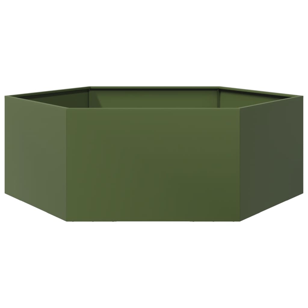 Vidaxx jardinière hexagone 138x120x45 cm acier vert olive