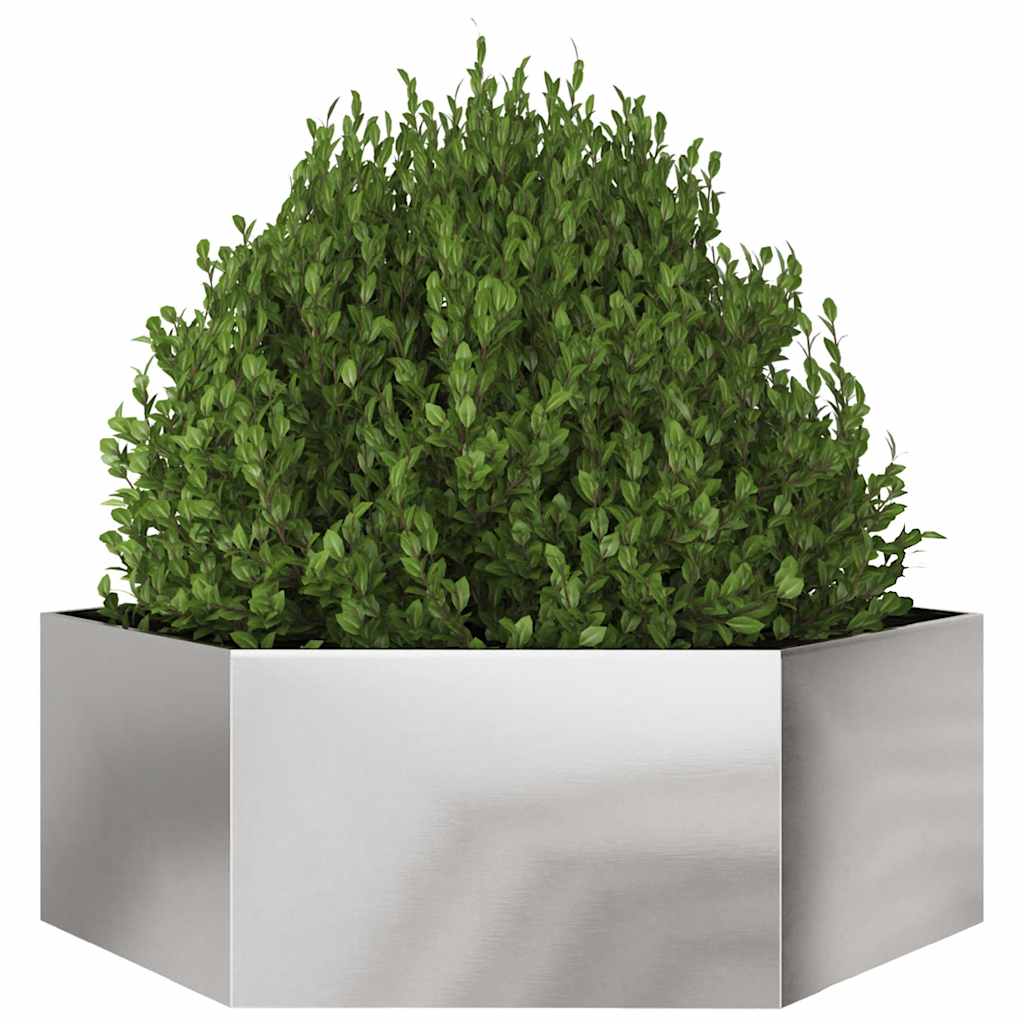 Vidaxx jardinière hexagone 138x120x45 cm acier inoxydable