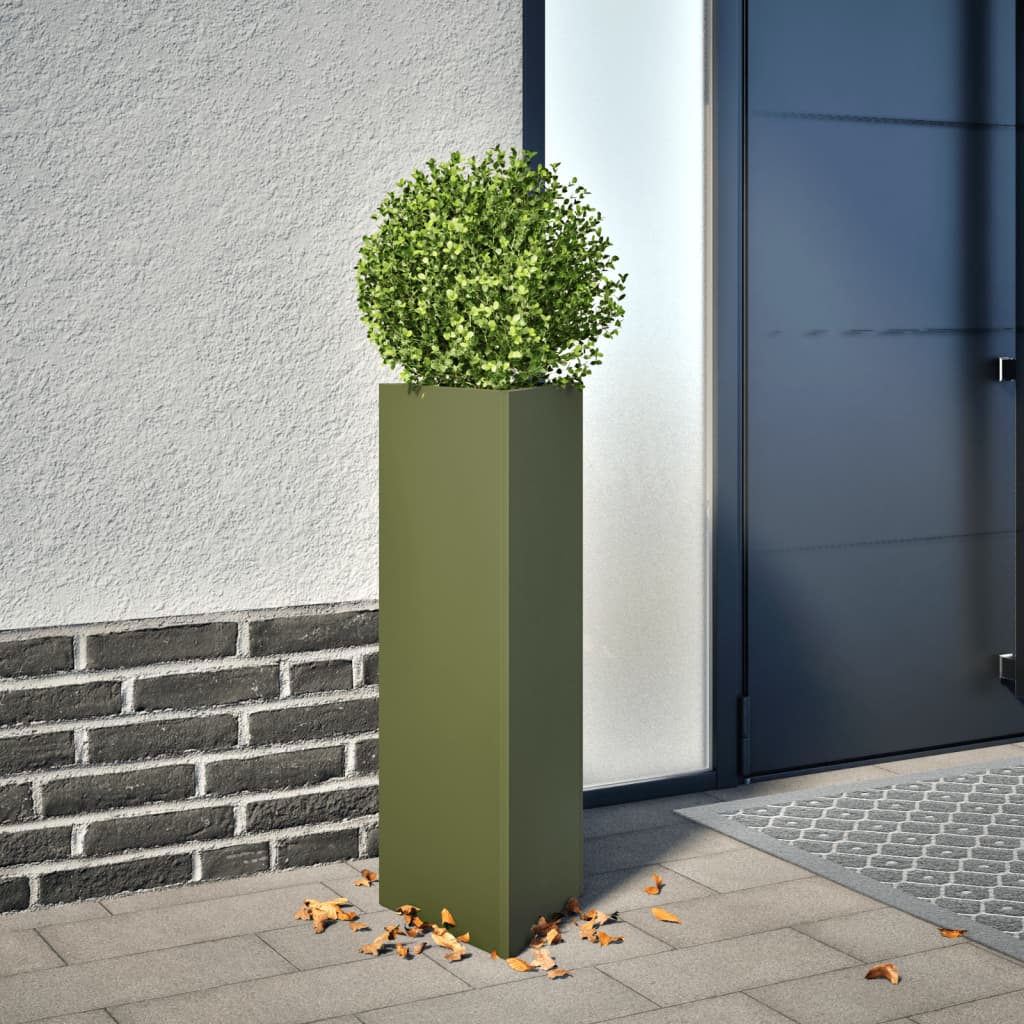 Vidaxx jardinière triangle 30x26x75 cm acier vert olive