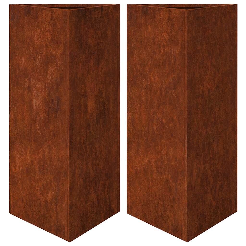 Vidaxx jardinières 2 pcs triangle 40x40x75 cm acier résistant aux intempéries