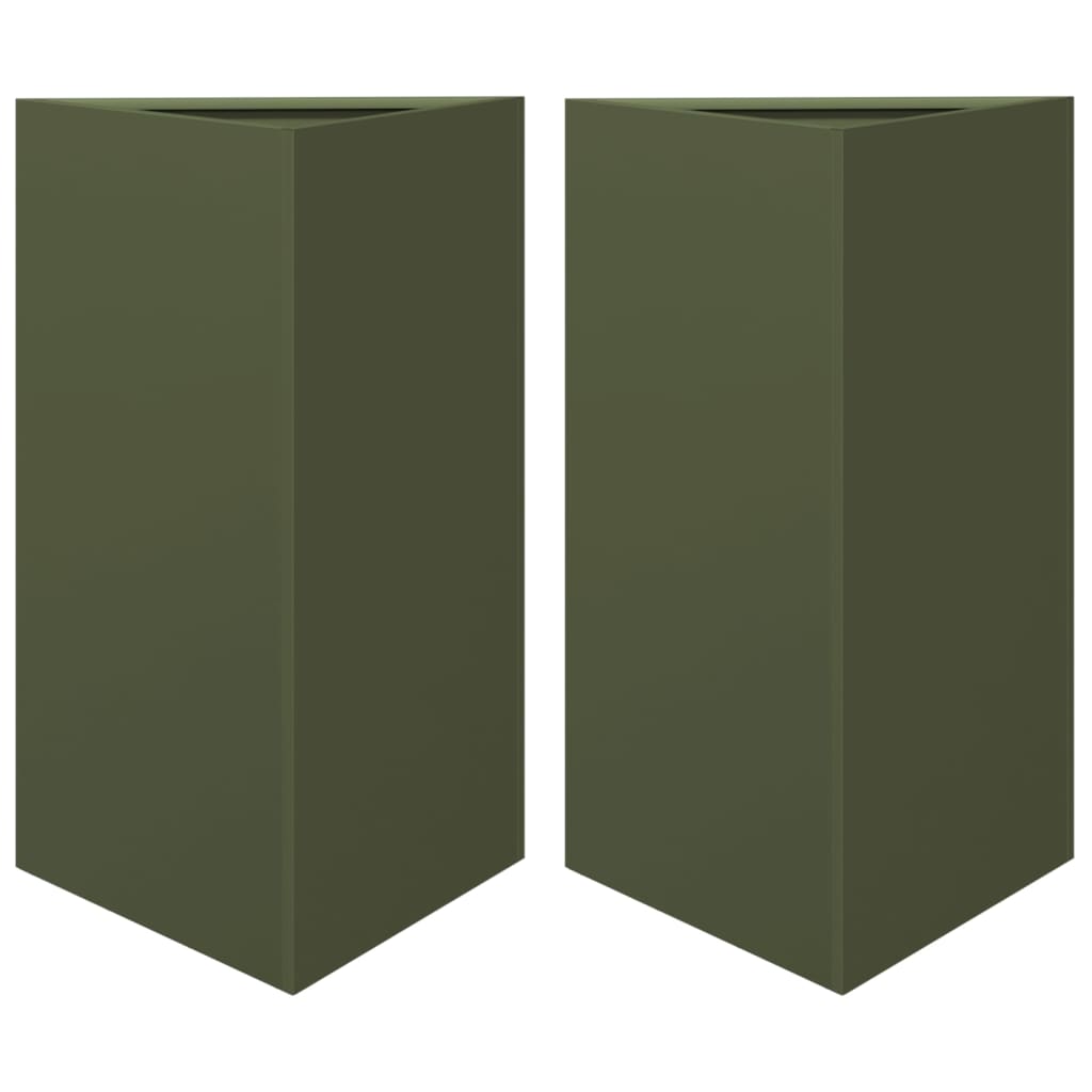 Vidaxx jardinières 2 pcs triangle 50x43x75 cm acier vert olive