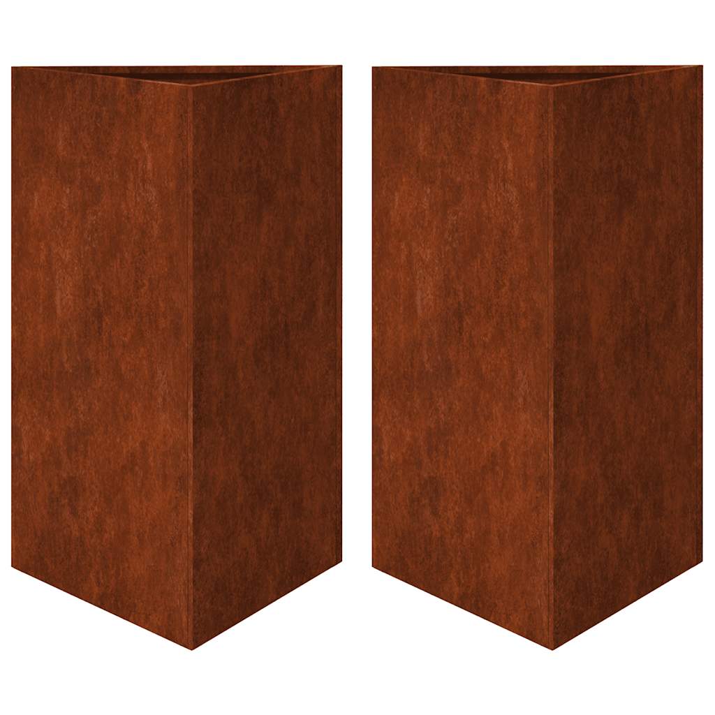 Vidaxx jardinières 2 pcs triangulaire 50x43x75 cm acier résistant aux intempéries